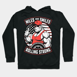 Funny Trucker Bigfoot Miles And Smiles Truck Driver USA Flag Hoodie